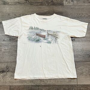 Vintage 90s Northern Reflections Boat Dock Dog T-Shirt Cottagecore - Size Large